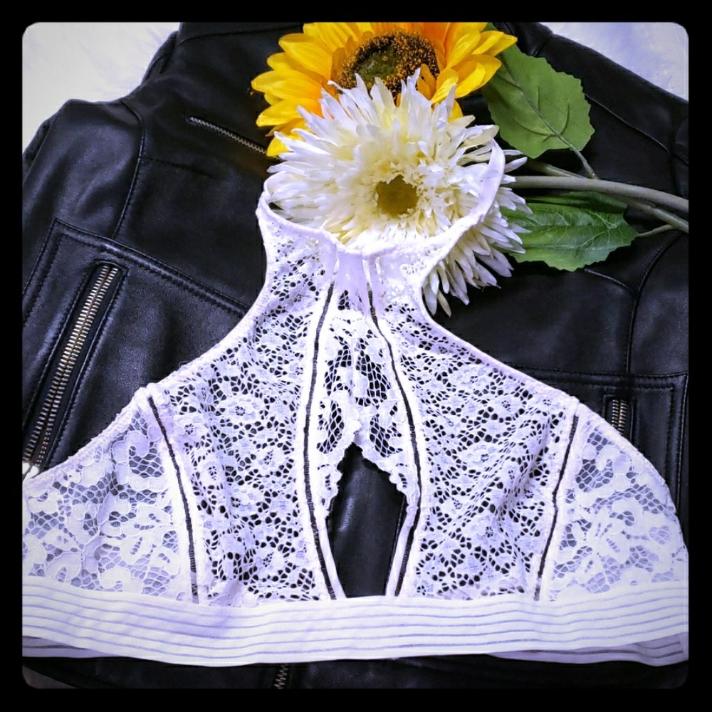 VS halter style white lace bralette